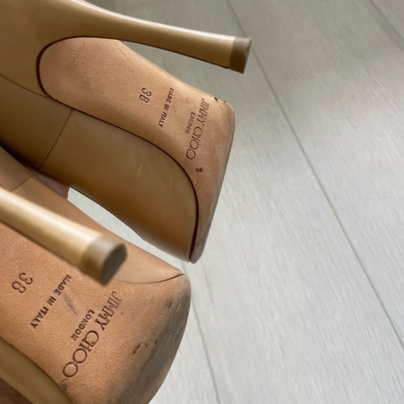 Jimmy Choo Romy Tan Leather Pumps Heels Sz 38 - Picture 6 of 9